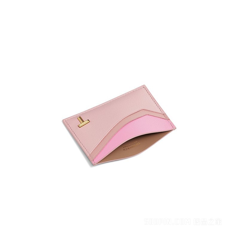 Tiffany T 系列粉色拼色皮革卡包