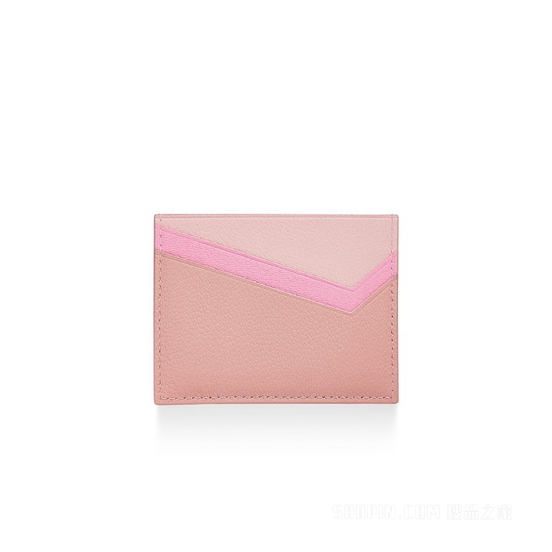Tiffany T 系列粉色拼色皮革卡包