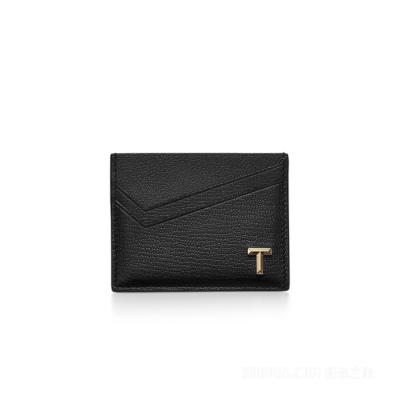 Tiffany T 系列黑色皮革卡包