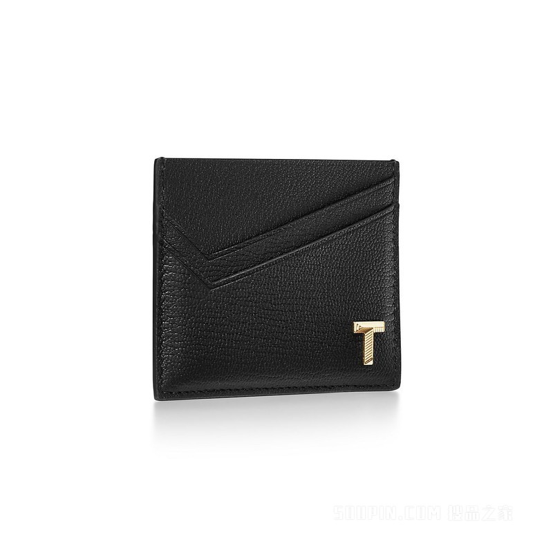 Tiffany T 系列黑色皮革卡包