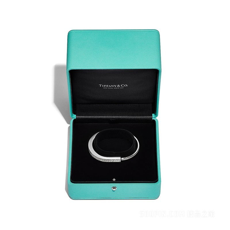 Tiffany Lock 系列 18K 白金全铺镶钻石手镯