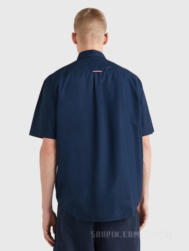 23新款春夏男装纯棉休闲通勤尖角扣纯色短袖衬衫MW0MW30901