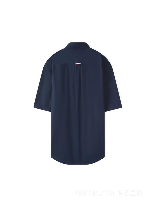 23新款春夏男装纯棉休闲通勤尖角扣纯色短袖衬衫MW0MW30901