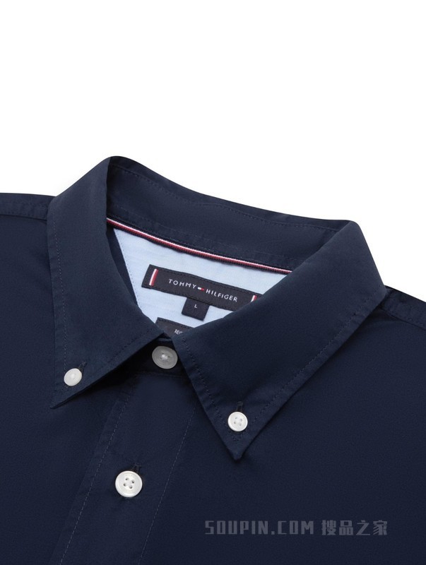 23新款春夏男装纯棉府绸简约刺绣尖角扣短袖衬衫MW0MW30093