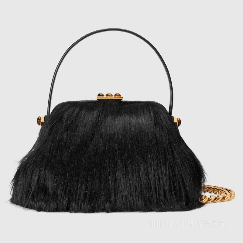 Gucci Hydra系列蟒蛇皮手提包 黑色