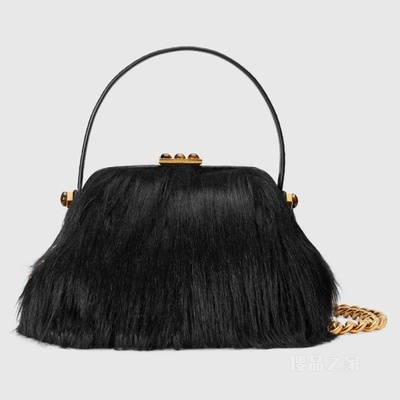Gucci Hydra系列蟒蛇皮手提包 黑色