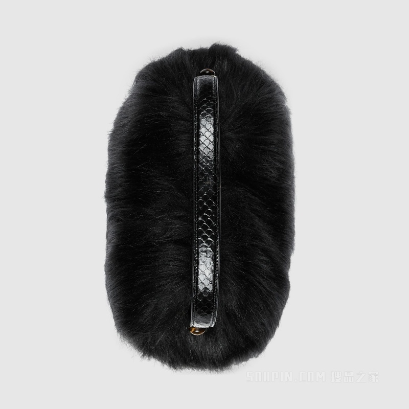 Gucci Hydra系列蟒蛇皮手提包 黑色