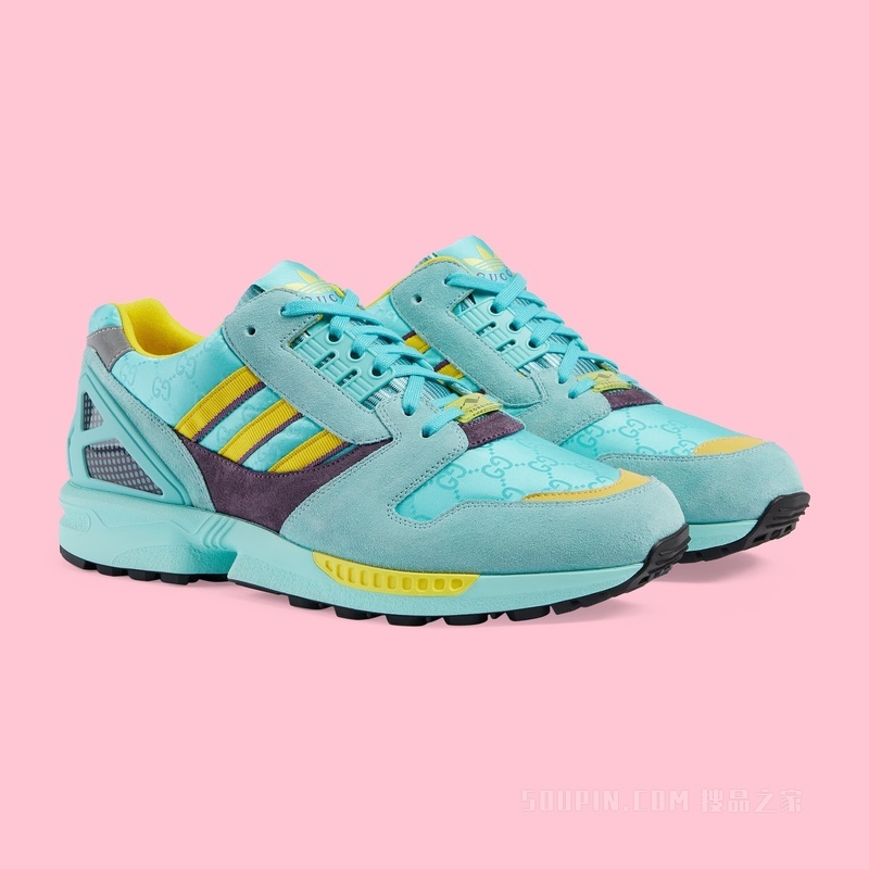 adidas x Gucci联名系列男士ZX8000运动鞋 碧绿色GG帆布