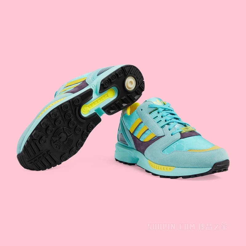 adidas x Gucci联名系列男士ZX8000运动鞋 碧绿色GG帆布