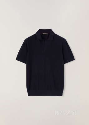 无纽扣 Polo 衫 棉 , 桑蚕丝
