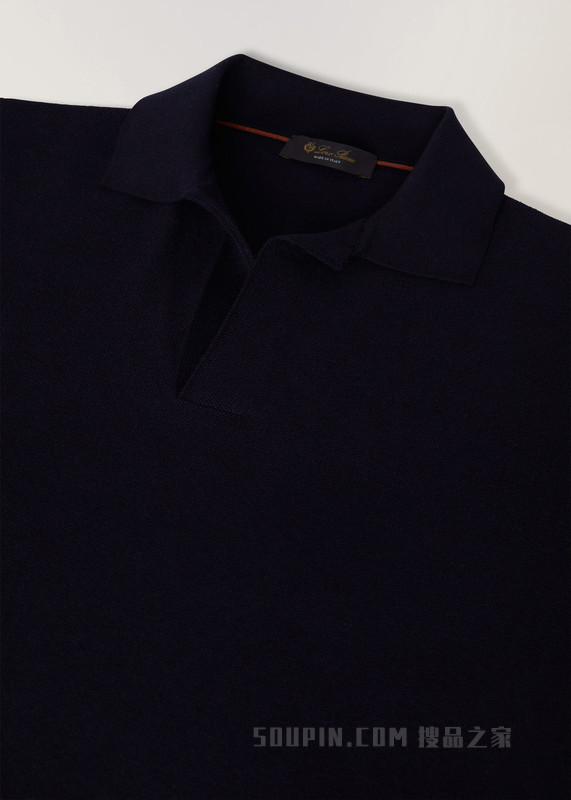 无纽扣 Polo 衫 棉 , 桑蚕丝