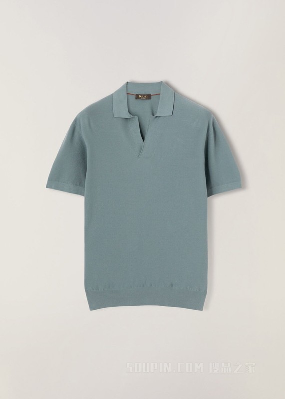 无纽扣 Polo 衫 棉 , 桑蚕丝
