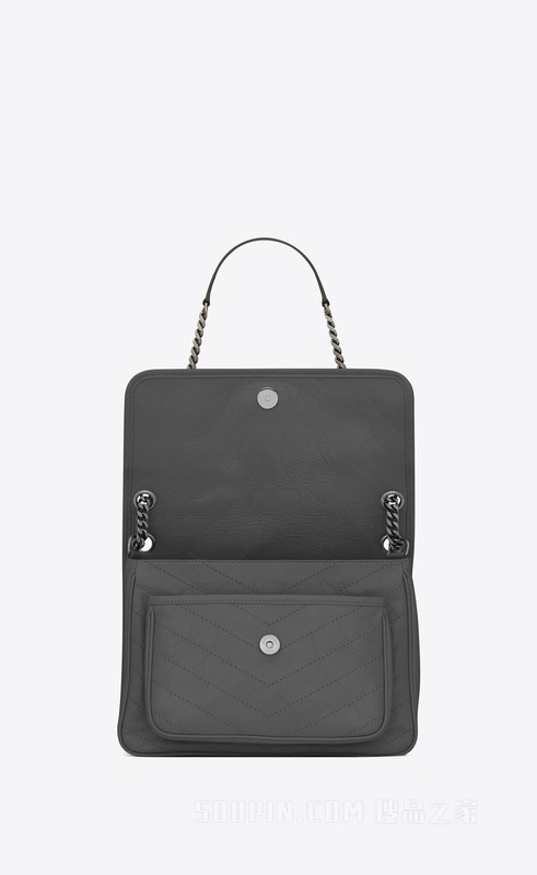 NIKI中号折叠复古皮革手提包