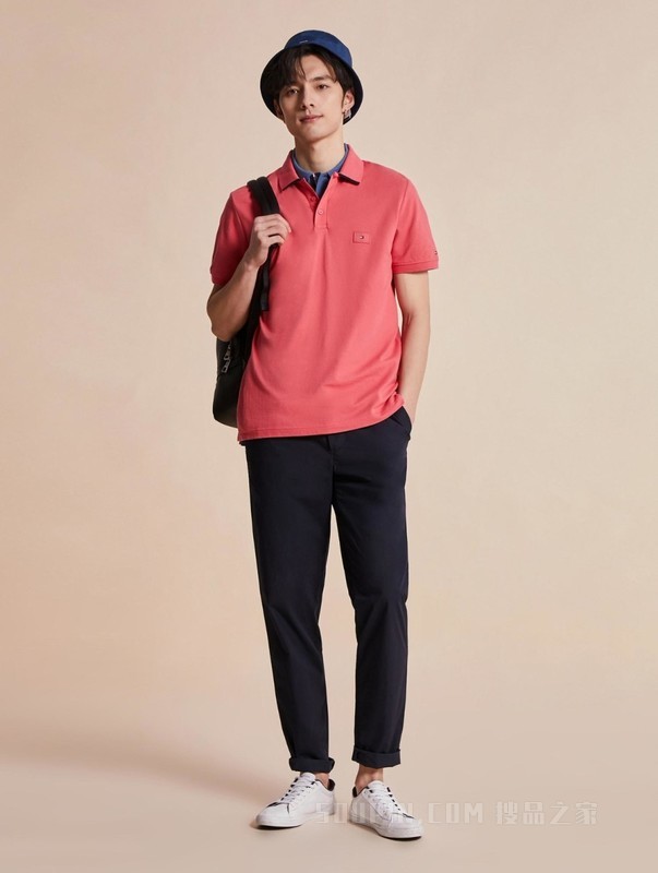 23新款春夏男装纯棉简约LOGO贴片翻领透气短袖POLO衫30787