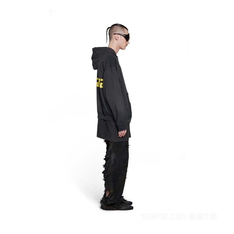 TAPE TYPE RIPPED POCKET 大号版型拉链连帽卫衣