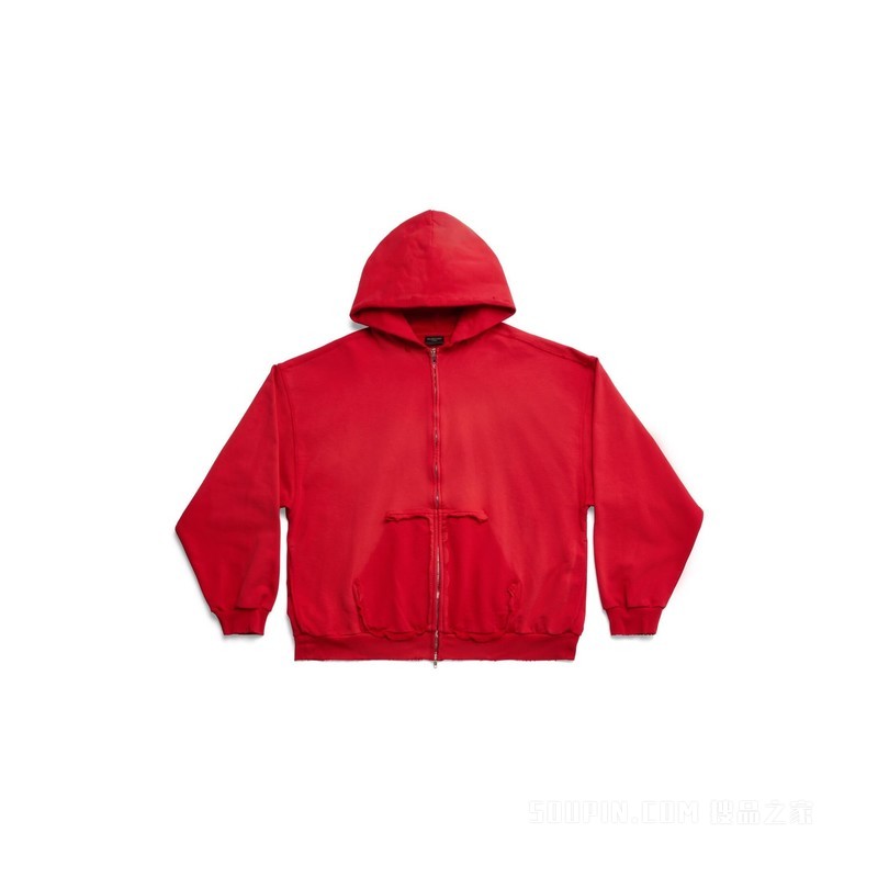 TAPE TYPE RIPPED POCKET 大号版型拉链 HOODIE 连帽衫