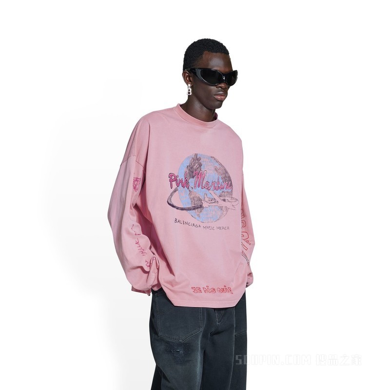 BALENCIAGA MUSIC PINK MARTINI OVERSIZED长袖T恤