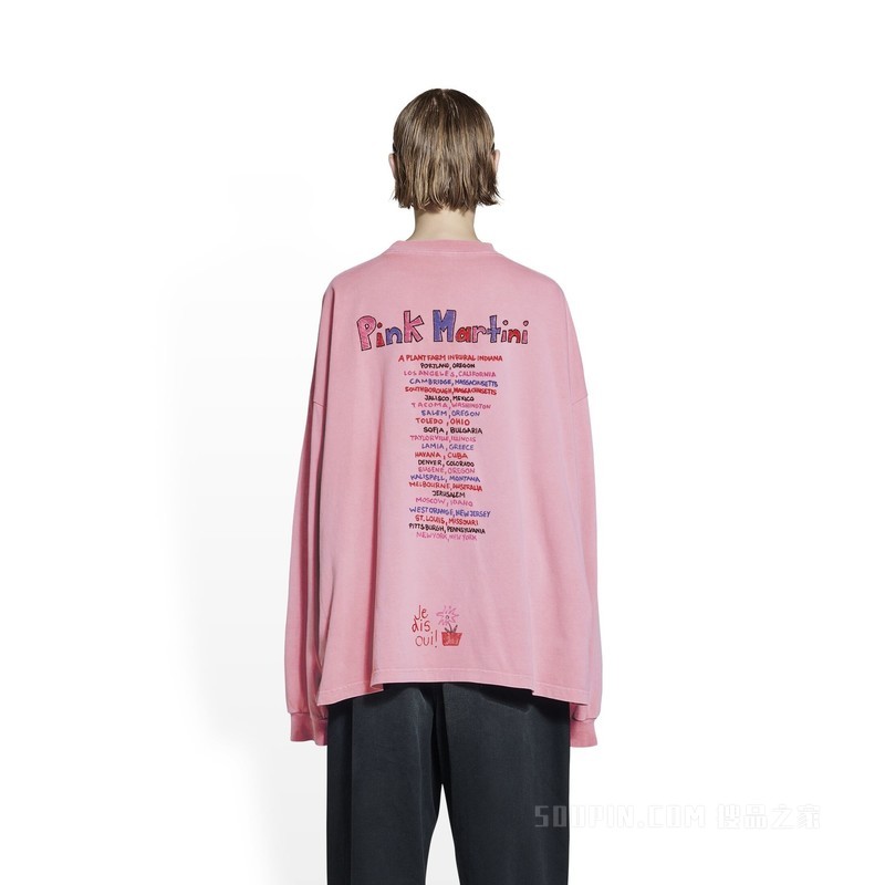 BALENCIAGA MUSIC PINK MARTINI OVERSIZED长袖T恤