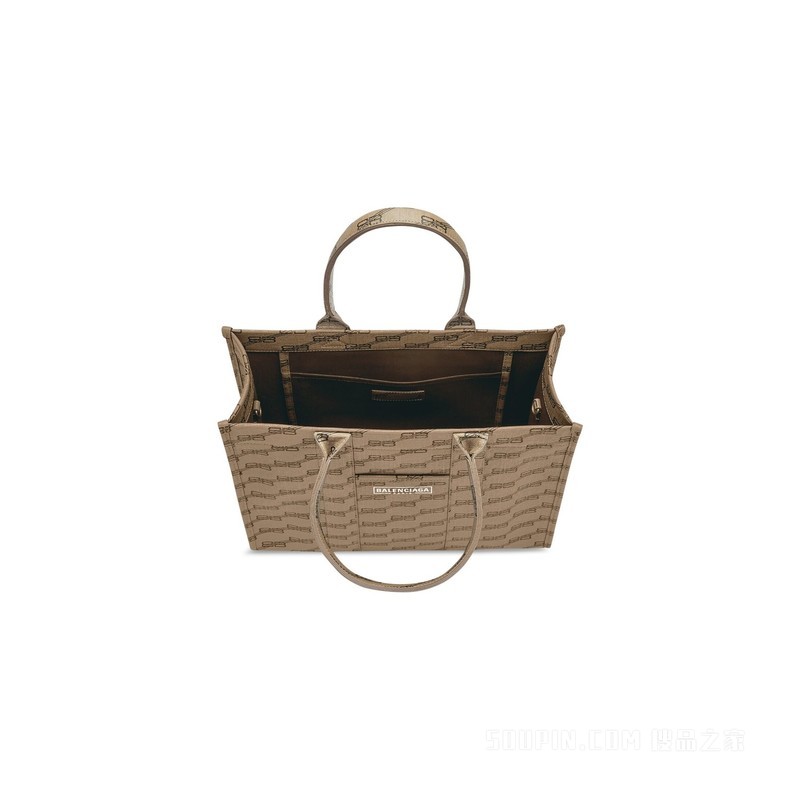 BB MONOGRAM HARDWARE中号涂层帆布托特包