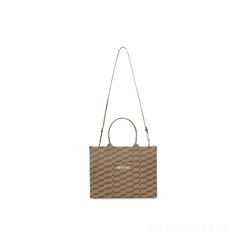 BB MONOGRAM HARDWARE中号涂层帆布托特包