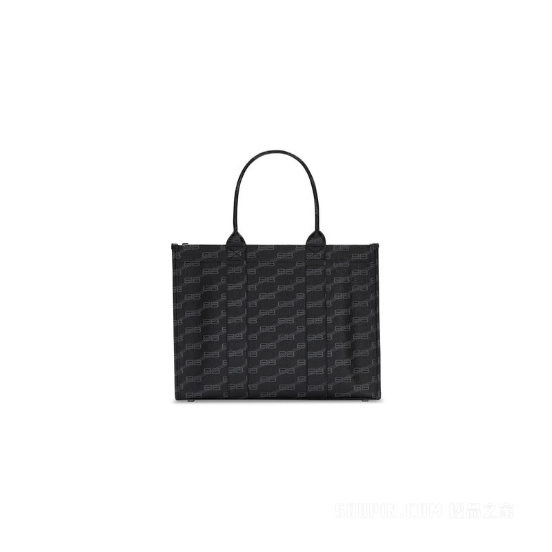BB MONOGRAM HARDWARE中号涂层帆布托特包
