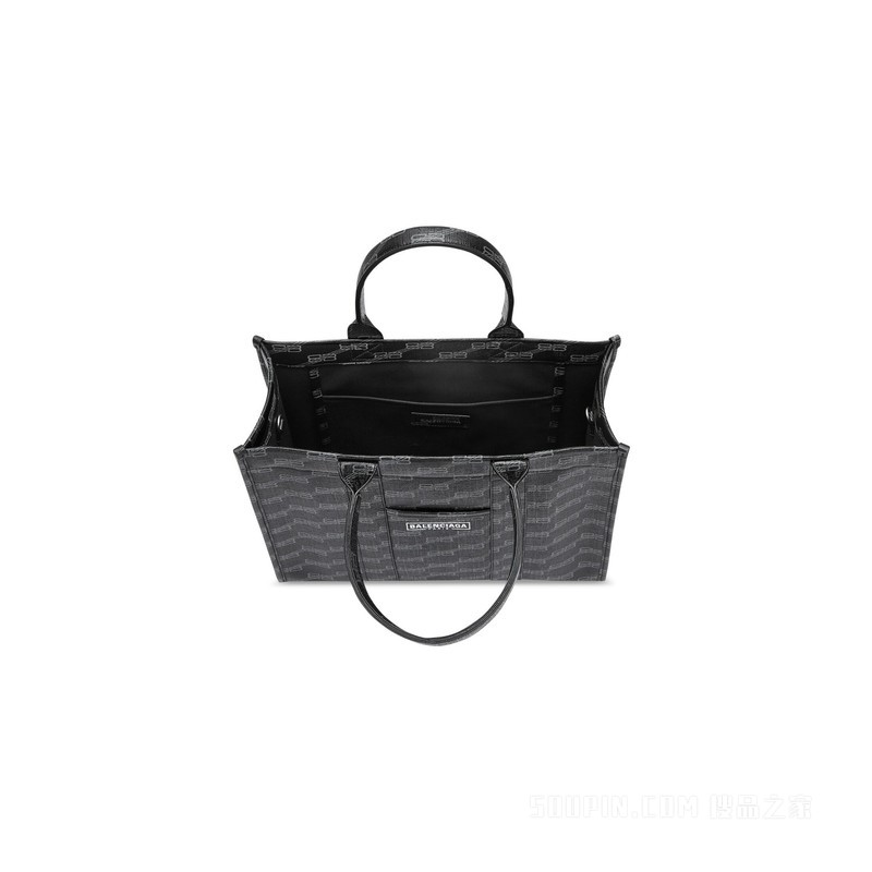 BB MONOGRAM HARDWARE中号涂层帆布托特包