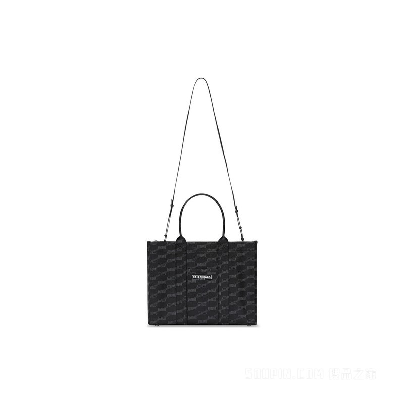BB MONOGRAM HARDWARE中号涂层帆布托特包