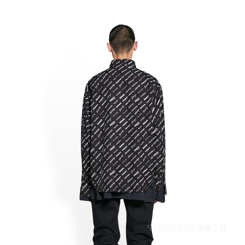 LOGOMANIA ALL OVER 男士大号版型长袖衬衫