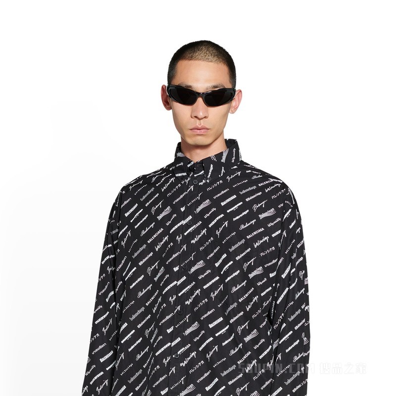 LOGOMANIA ALL OVER 男士大号版型长袖衬衫