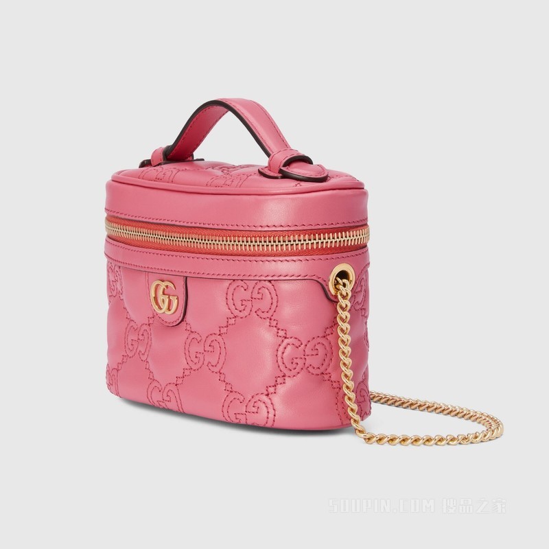 GG Matelassé迷你手提包 粉色皮革