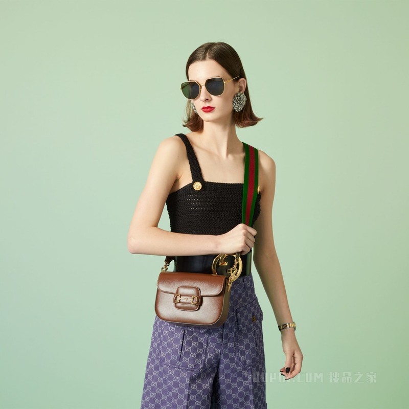 Gucci Horsebit 1955系列迷你手袋 棕色皮革