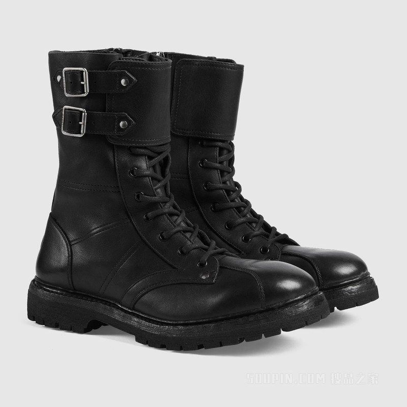 男士踝靴 黑色皮革