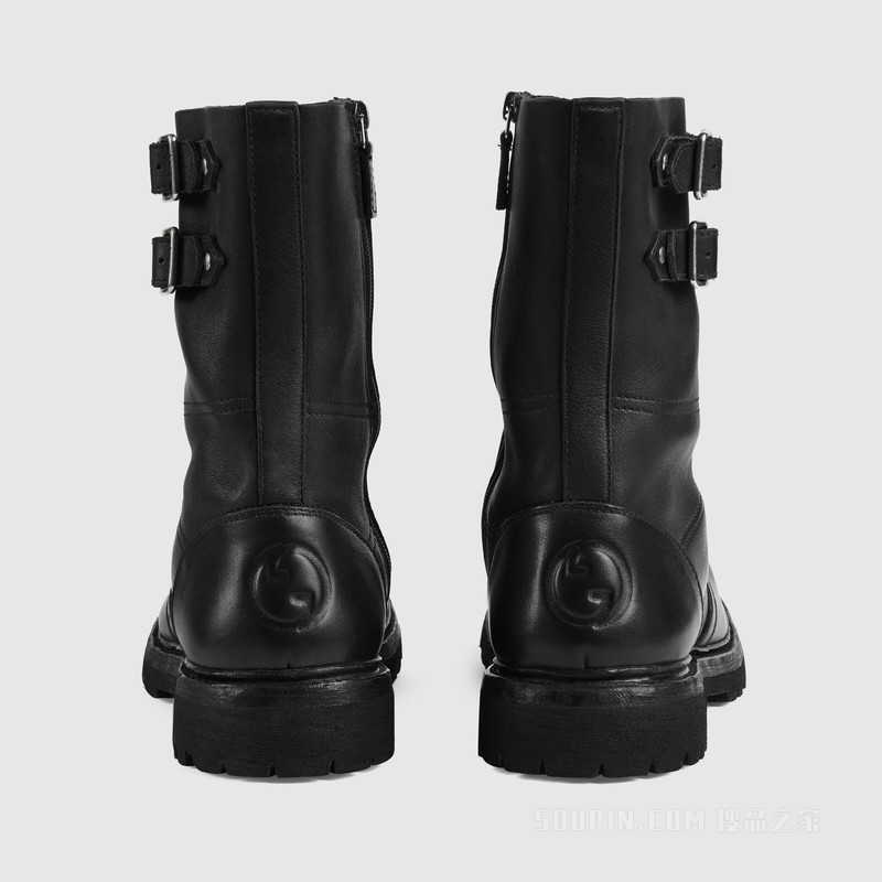 男士踝靴 黑色皮革