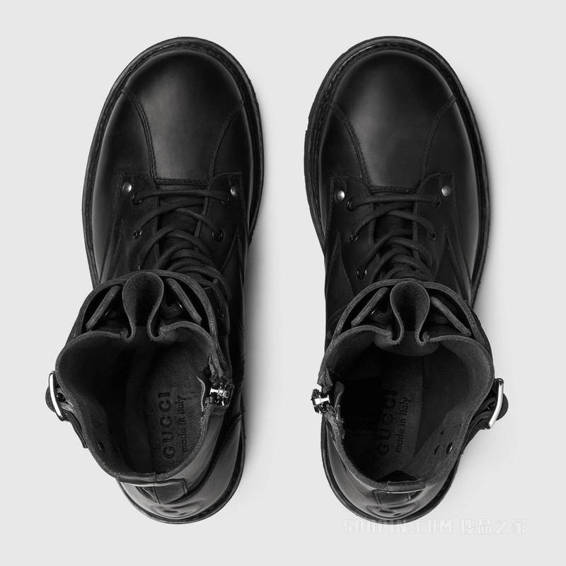 男士踝靴 黑色皮革