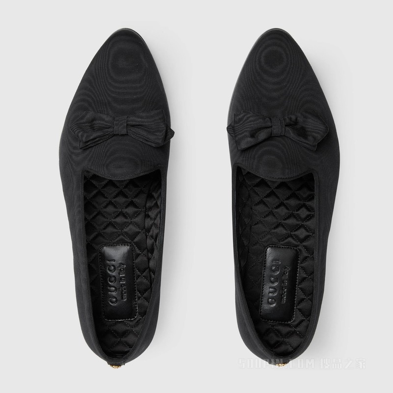 男士饰蝴蝶结乐福鞋 黑色云纹面料