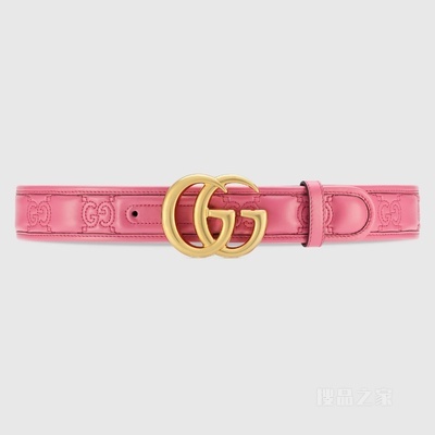 GG Marmont系列Matelassé宽版腰带 粉色皮革