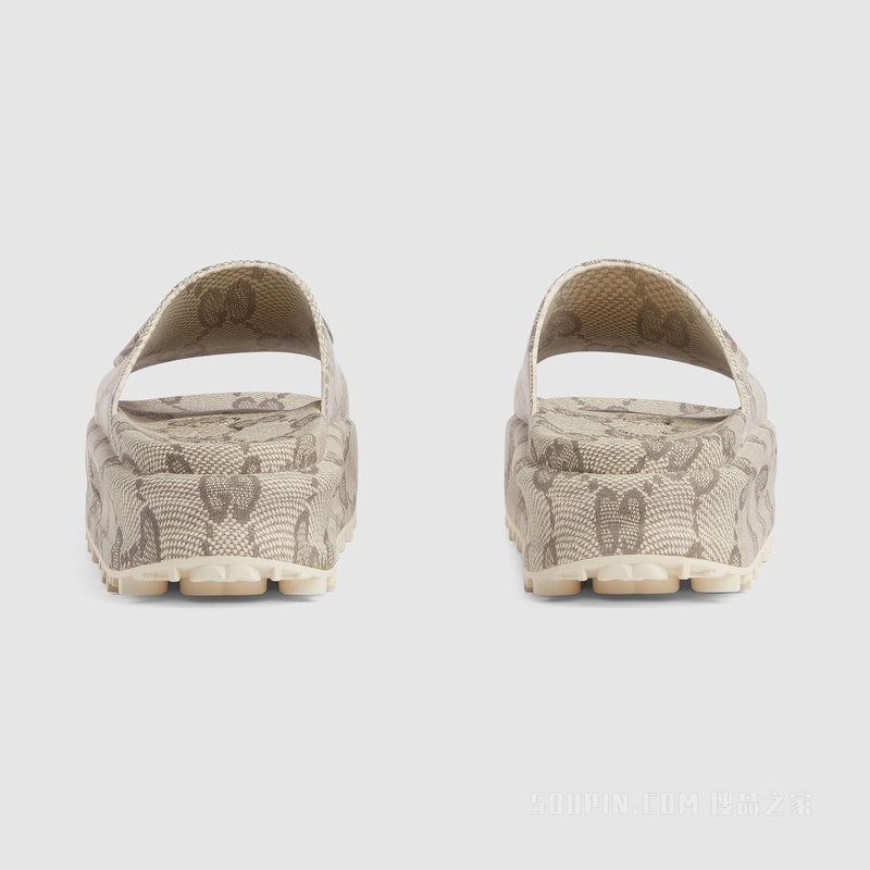 女士互扣式双G拖鞋 米色和乌木色