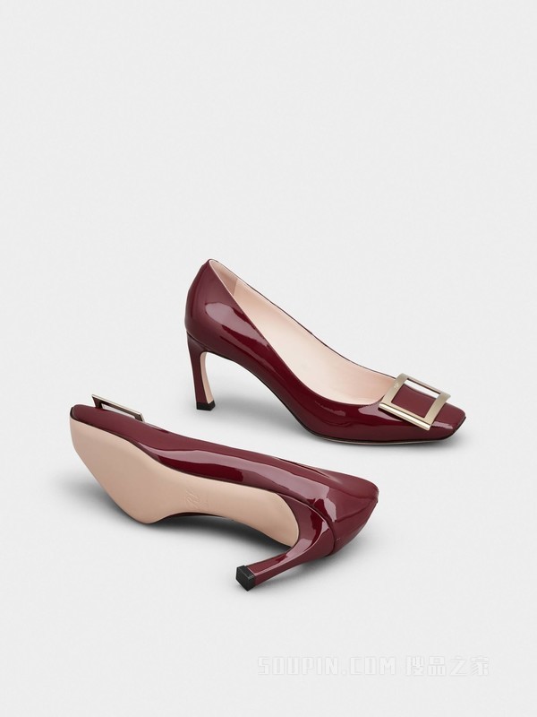 Trompette Metal Buckle Pumps in Patent Leather