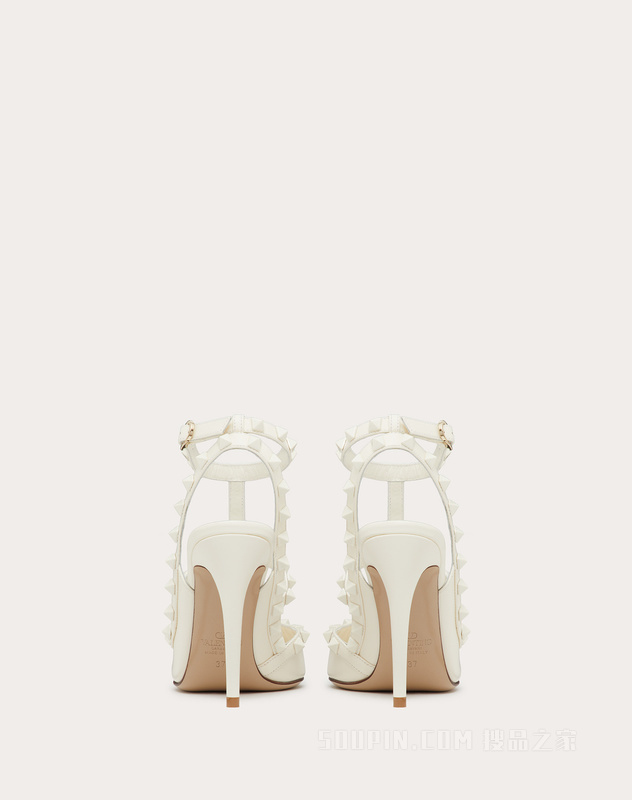 ROCKSTUD 同色铆钉系带高跟鞋（鞋跟高 10 厘米）