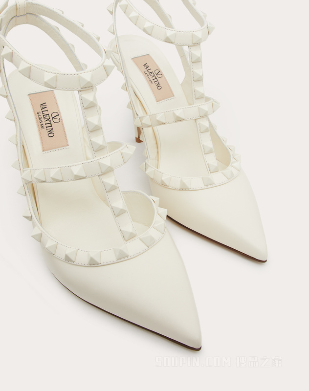 ROCKSTUD 同色铆钉系带高跟鞋（鞋跟高 10 厘米）