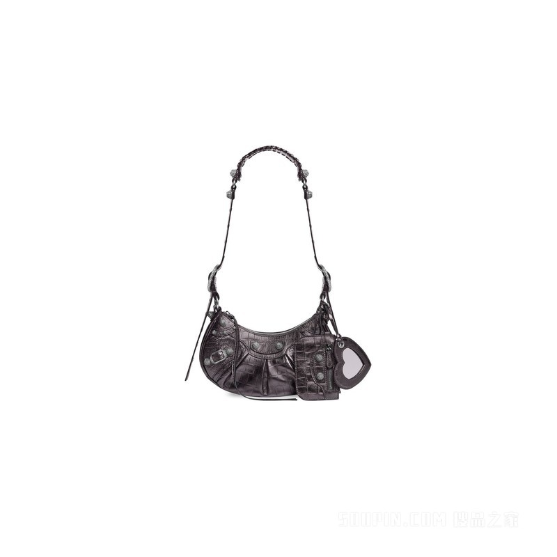 LE CAGOLE饰莱茵石鳄鱼纹压纹加小号肩背包