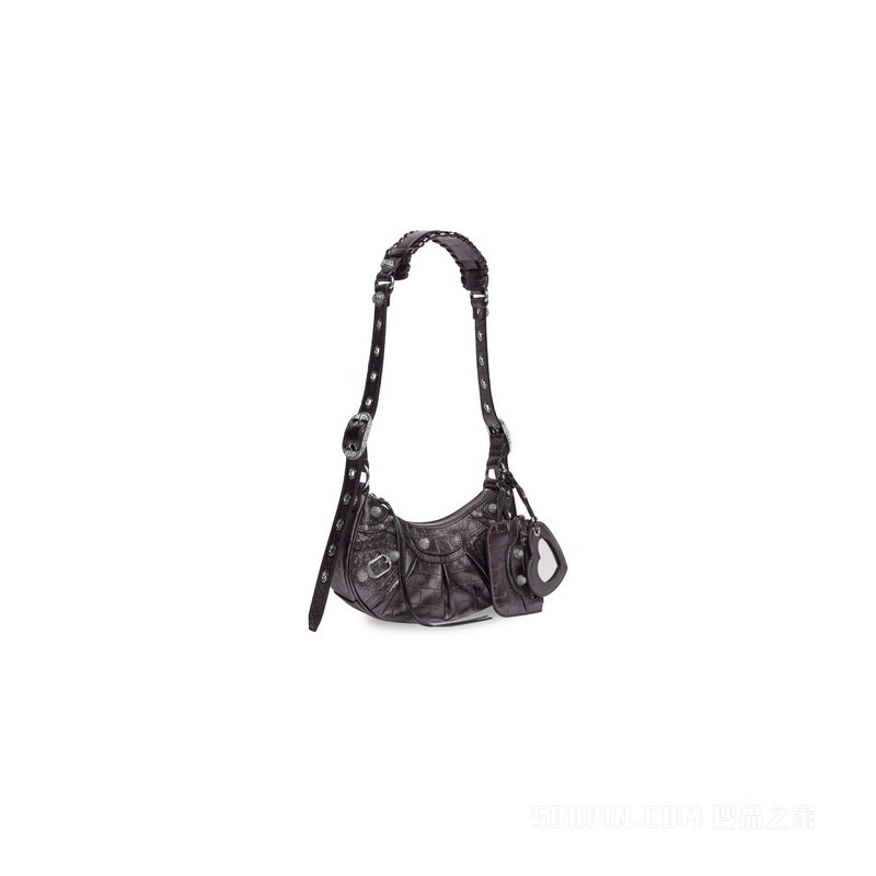 LE CAGOLE饰莱茵石鳄鱼纹压纹加小号肩背包