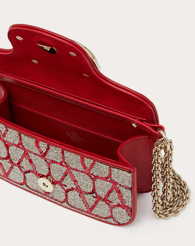 V标志刺绣MINI LOCÒ手袋