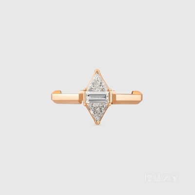 Gucci Link to Love系列长阶梯形和三角形切割钻石戒指 18K玫瑰金