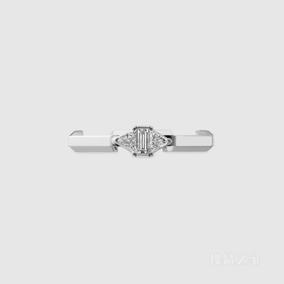 Gucci Link to Love系列长阶梯形切割钻石戒指 18K白金