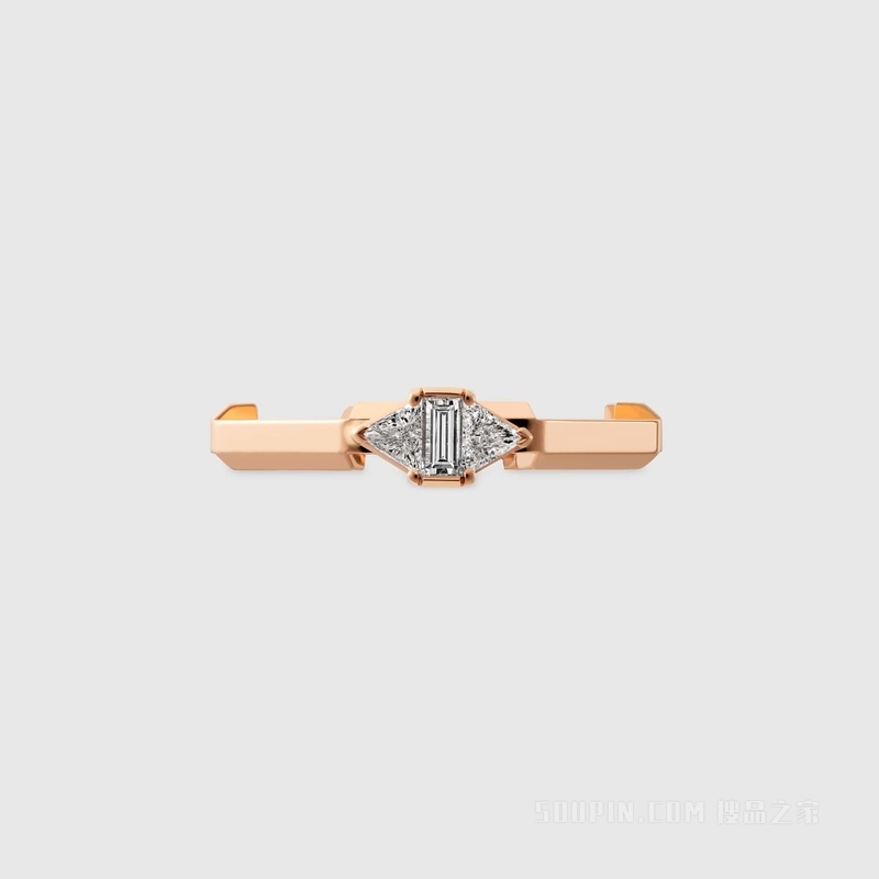 Gucci Link to Love系列长阶梯形切割钻石戒指 18K玫瑰金