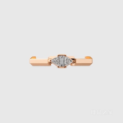 Gucci Link to Love系列长阶梯形切割钻石戒指 18K玫瑰金