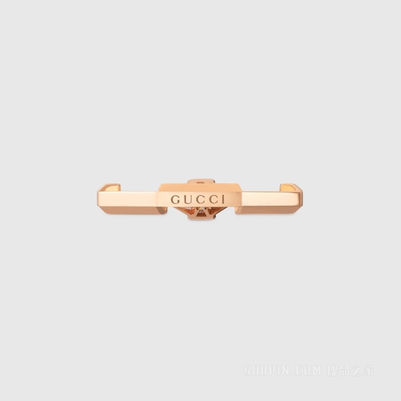 Gucci Link to Love系列长阶梯形切割钻石戒指 18K玫瑰金