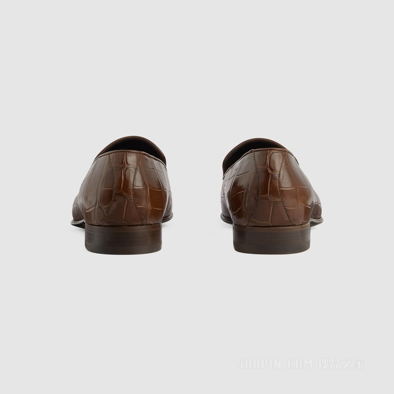 男士鳄鱼皮乐福鞋 棕色