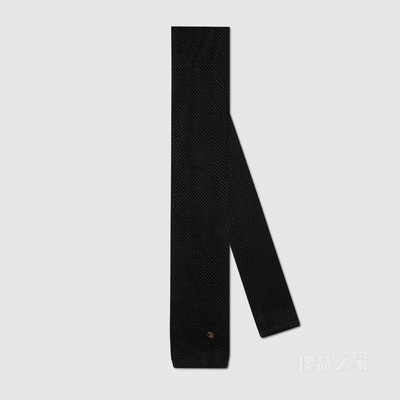 针织真丝双G领带 黑色